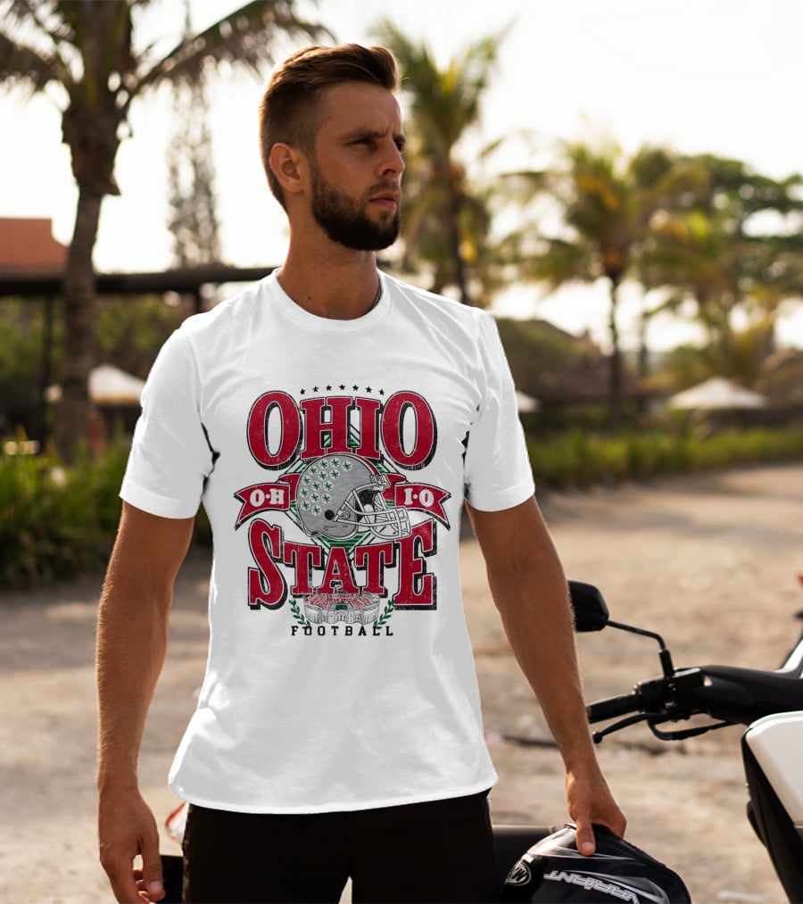 Ohio State Buckeyes Football Helmet Stadium Vintage T-Shirt