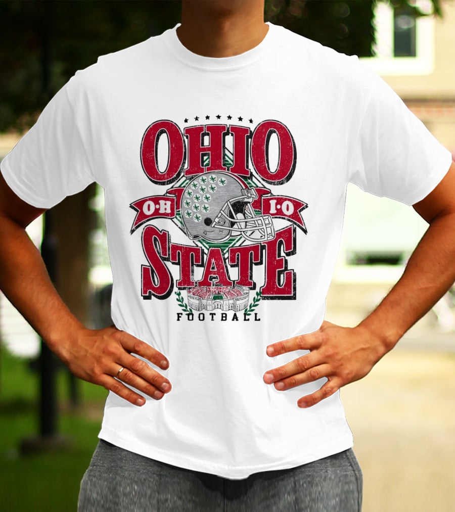 Ohio State Buckeyes Football Helmet Stadium Vintage T-Shirt