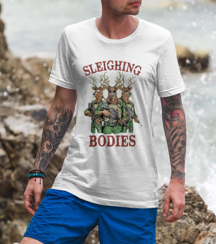 Sleighing Bodies Reindeer Soldiers T-Shirt
