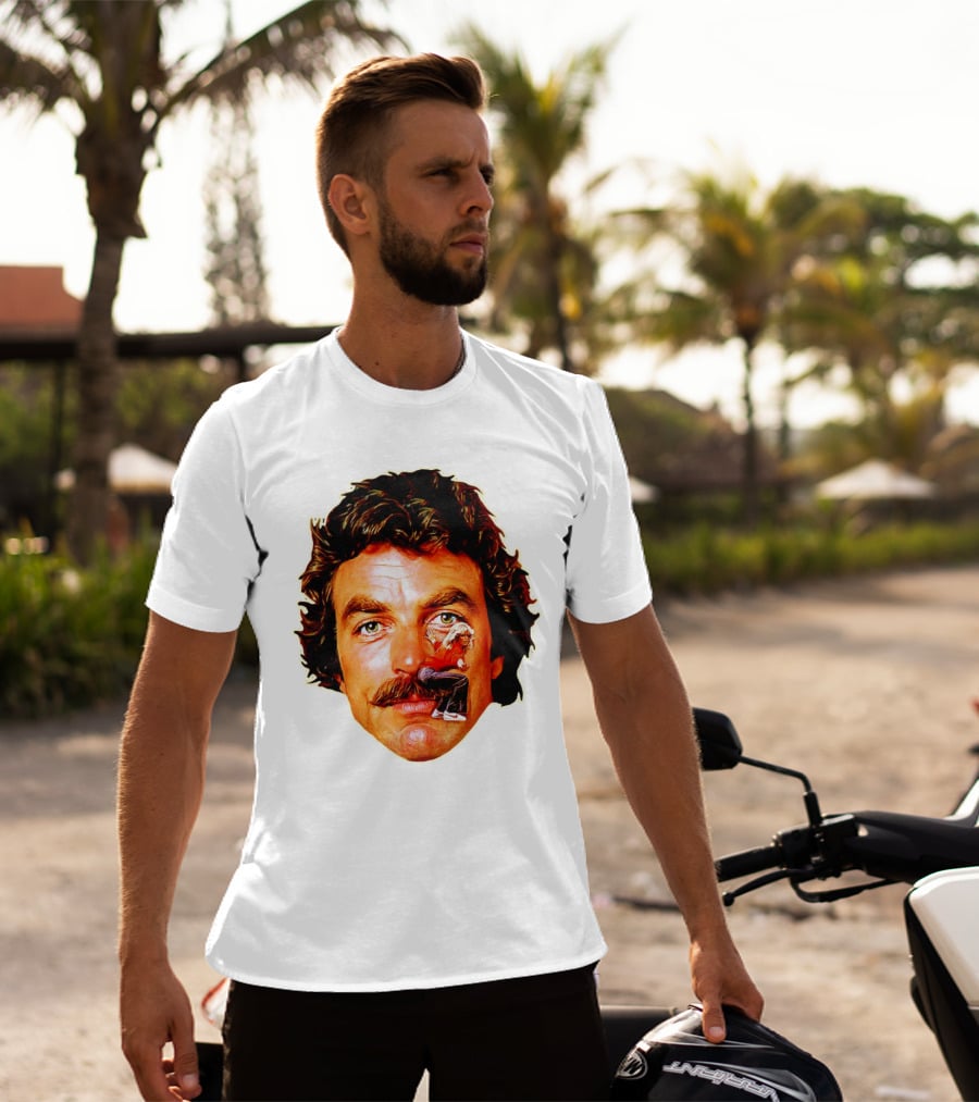 Tom Selleck Mustache Ride Head Portrait With Man T-Shirt
