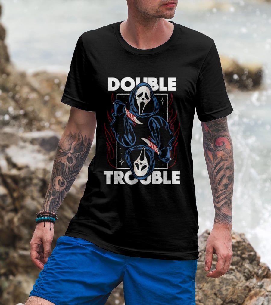Double Trouble Ghostface Knife Reflection T-Shirt
