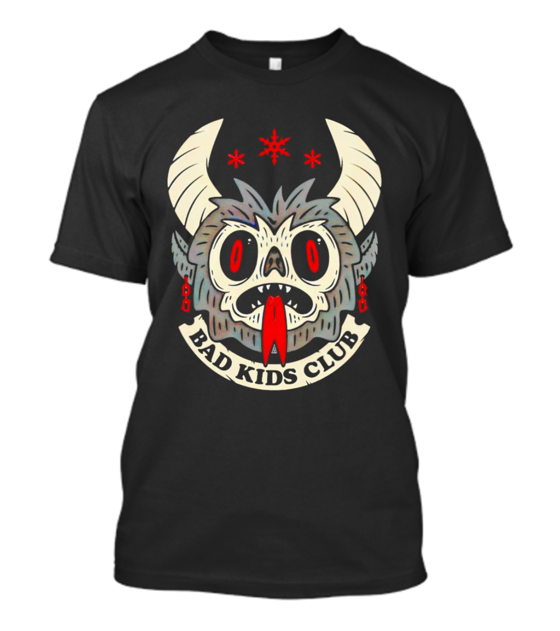 Krampus Bad Kids Club Demon Mask With Horns And Red Eyes T-Shirt