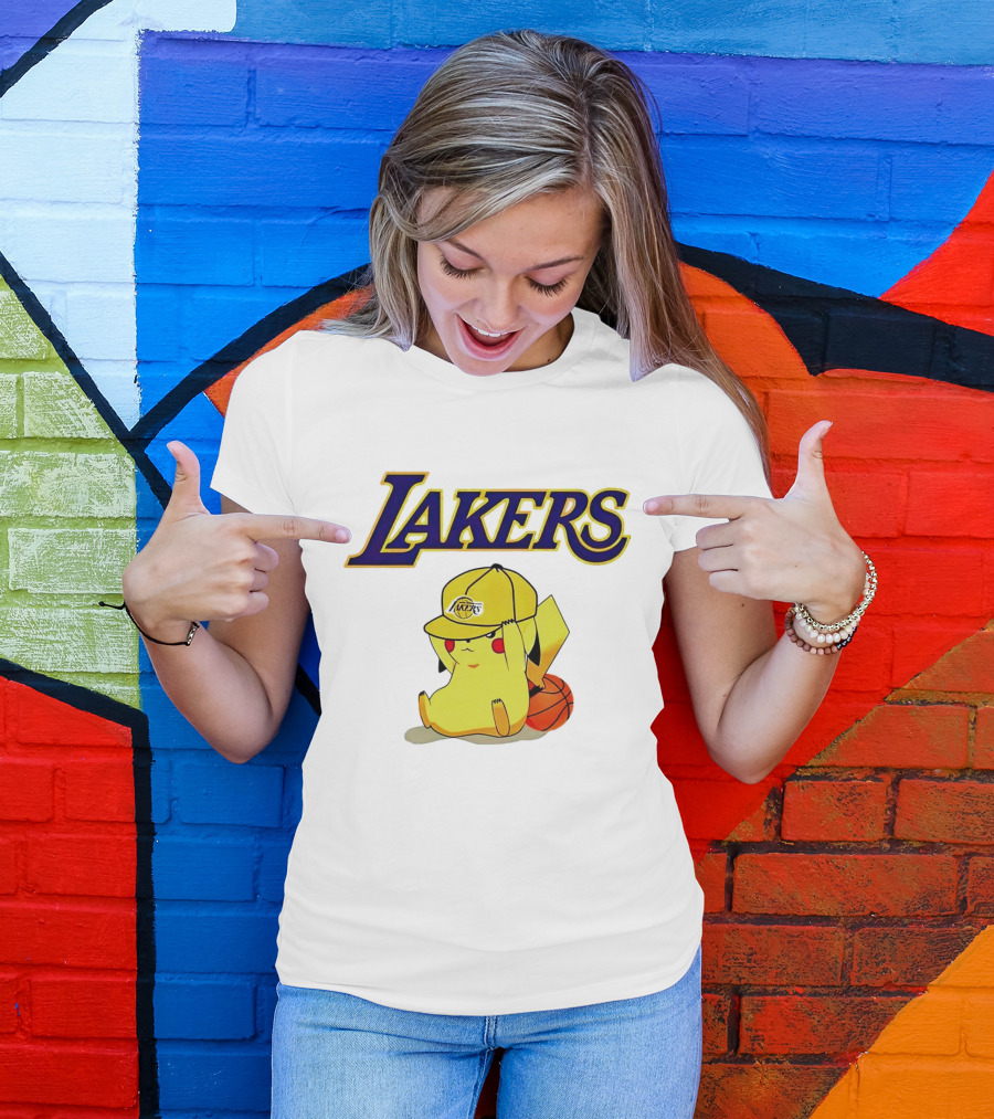 Lakers Pikachu Basketball Hat T-Shirt