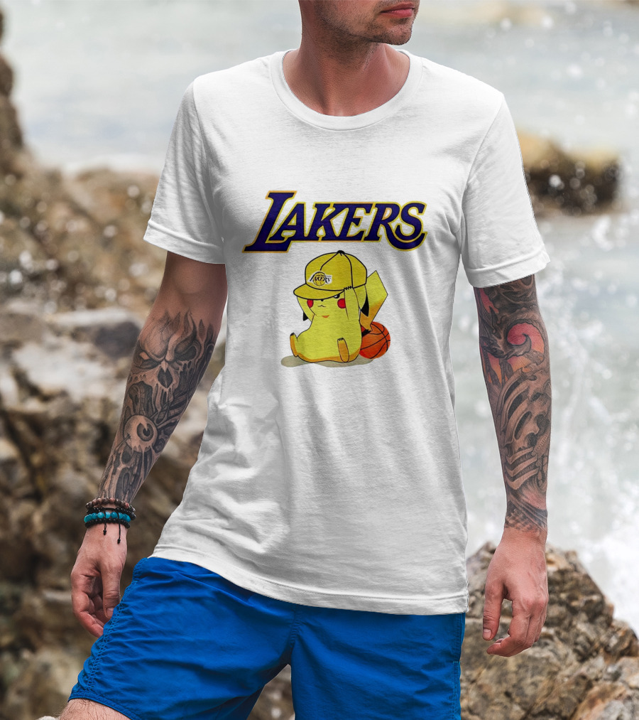 Lakers Pikachu Basketball Hat T-Shirt