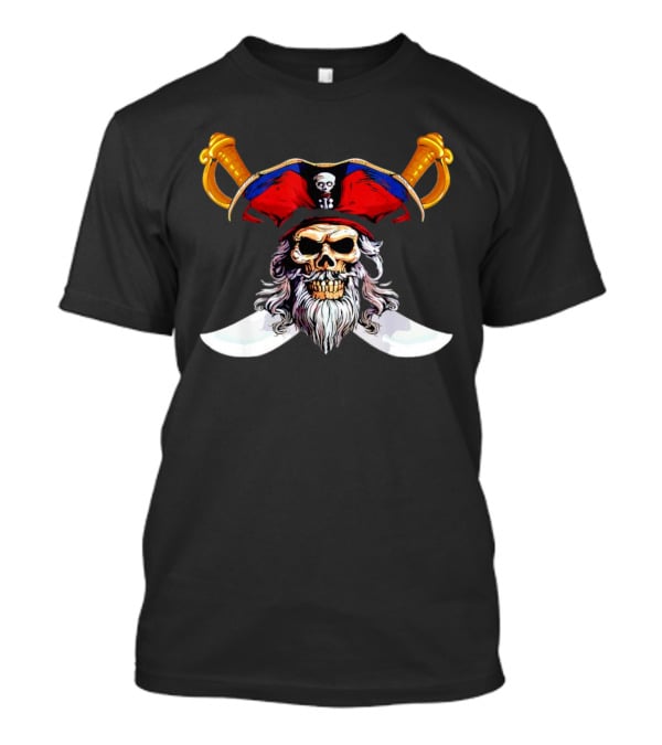 Pirate Skull With Red Hat And Crossed Swords T-Shirt