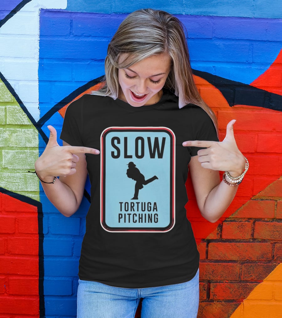 SLOW Tortuga Pitching Sign Baseball T-Shirt