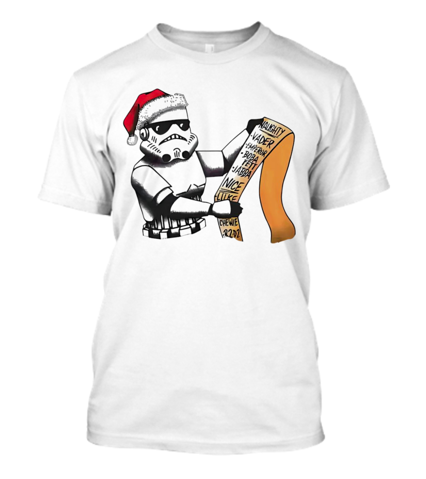Stormtrooper Santa Naughty Nice List Vader Chewie Holiday Fun T-Shirt