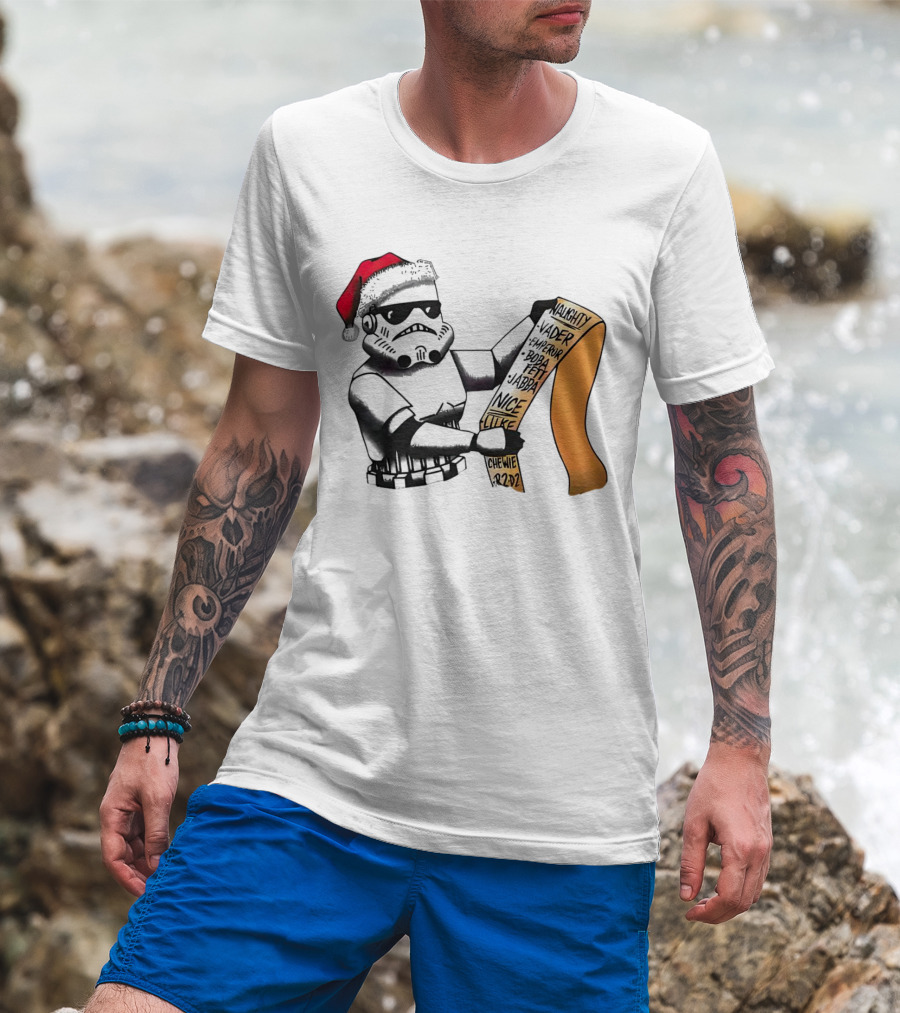 Stormtrooper Santa Naughty Nice List Vader Chewie Holiday Fun T-Shirt