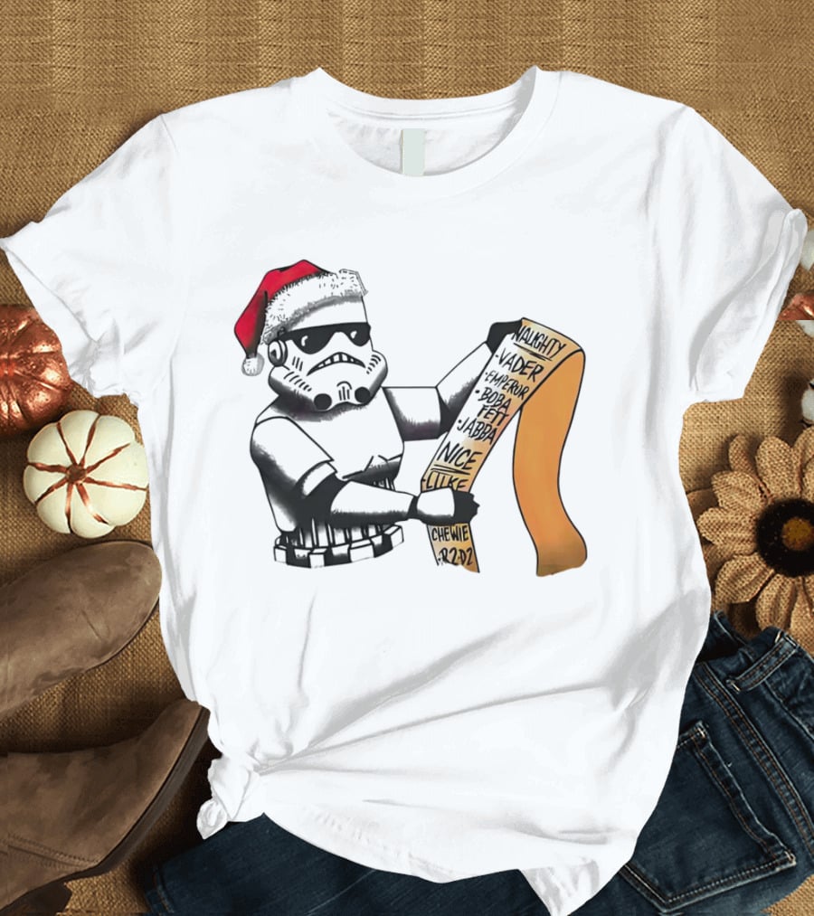 Stormtrooper Santa Naughty Nice List Vader Chewie Holiday Fun T-Shirt