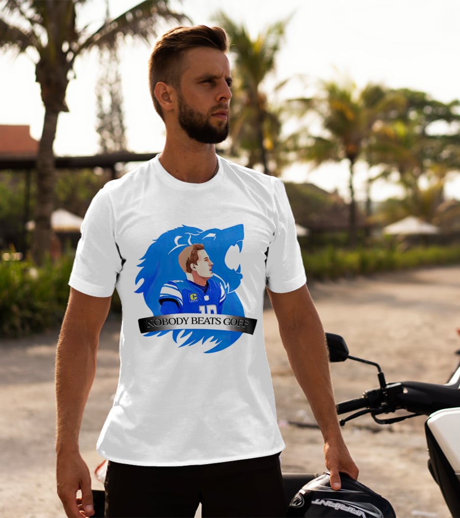 That’s Good Sports Nobody Beats Goff Blue Lion Football Player T-Shirt