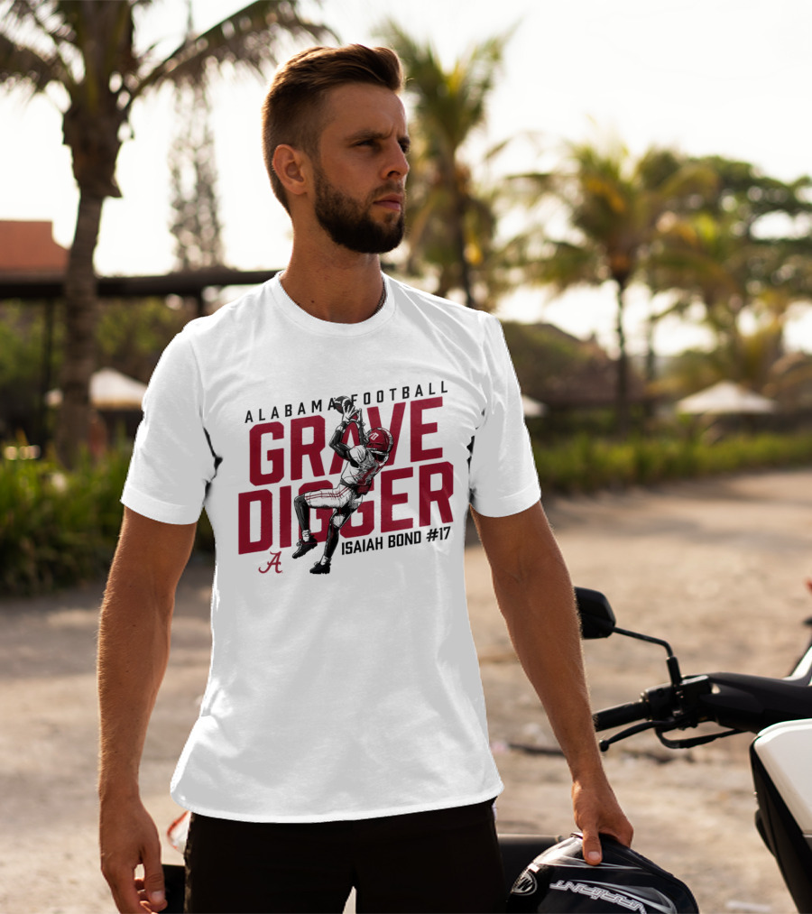 Alabama Football Isaiah Bond #17 Grave Digger Crimson Tide T-Shirt
