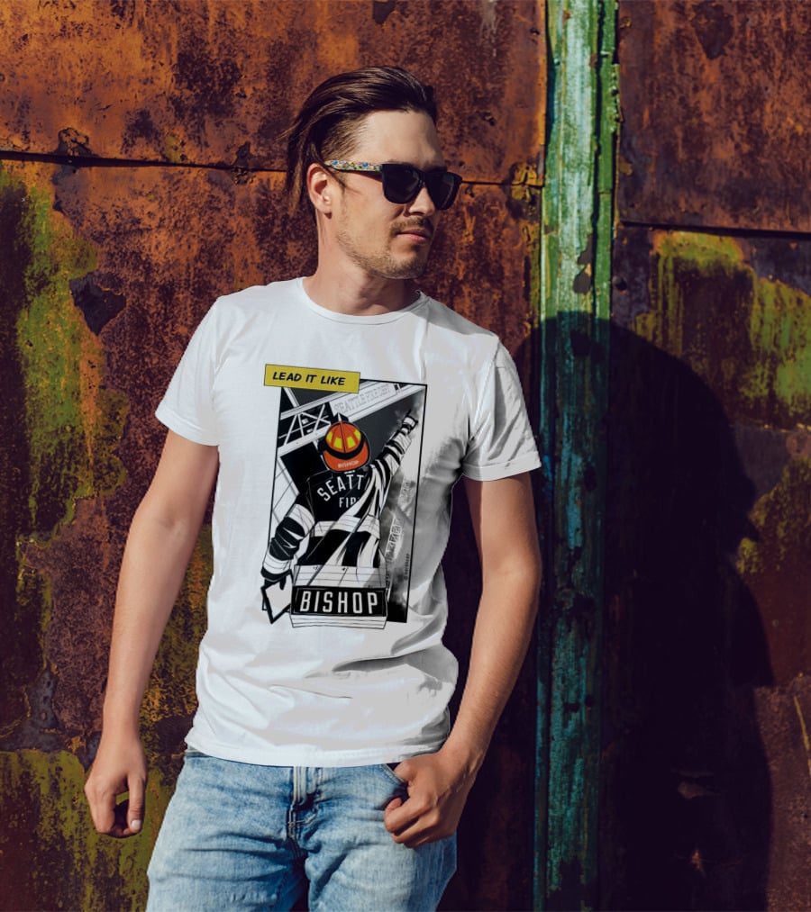 Lead It Like Seattle Fire Bishop Firefighter Helmet Hero T-Shirt