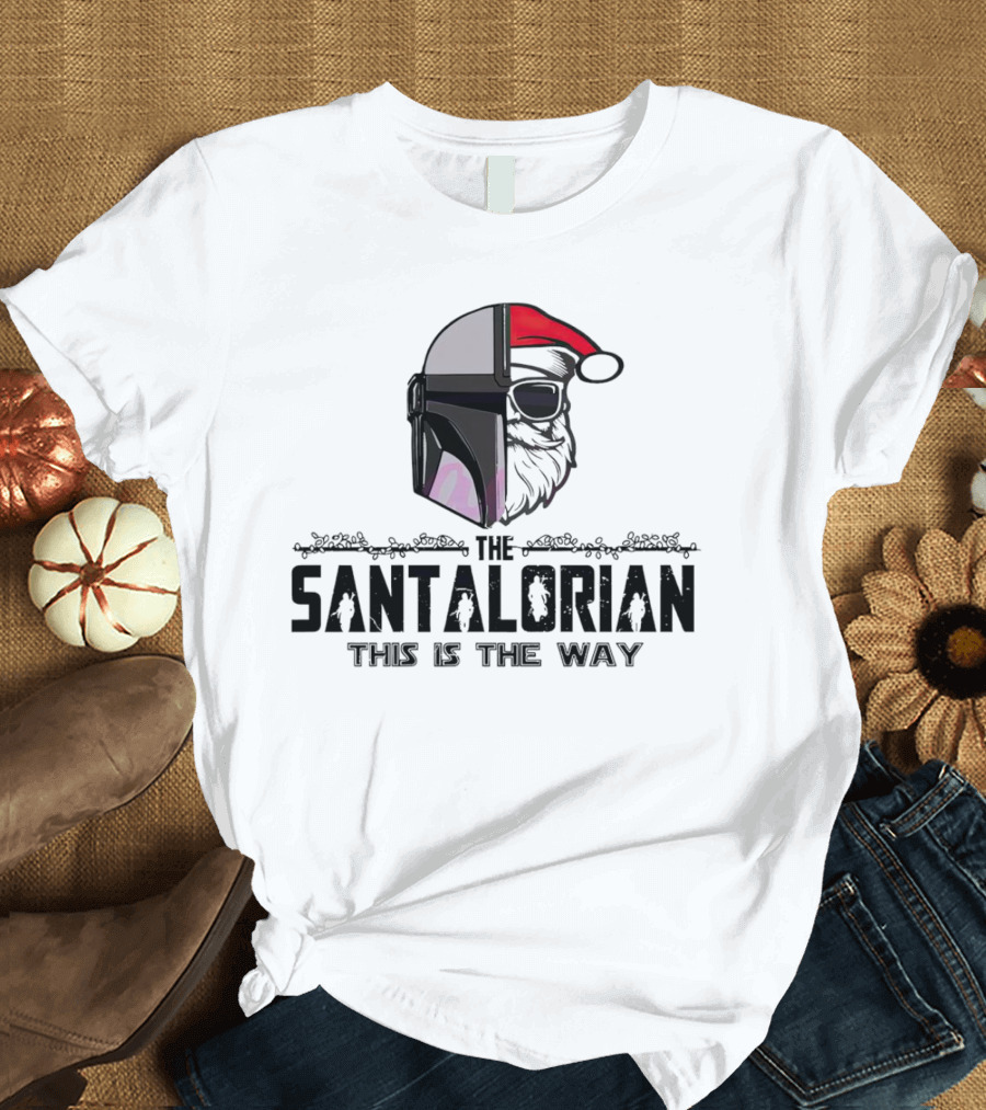 The Santalorian This Is The Way Santa Claus Christmas Helmet Santa Hat T-Shirt