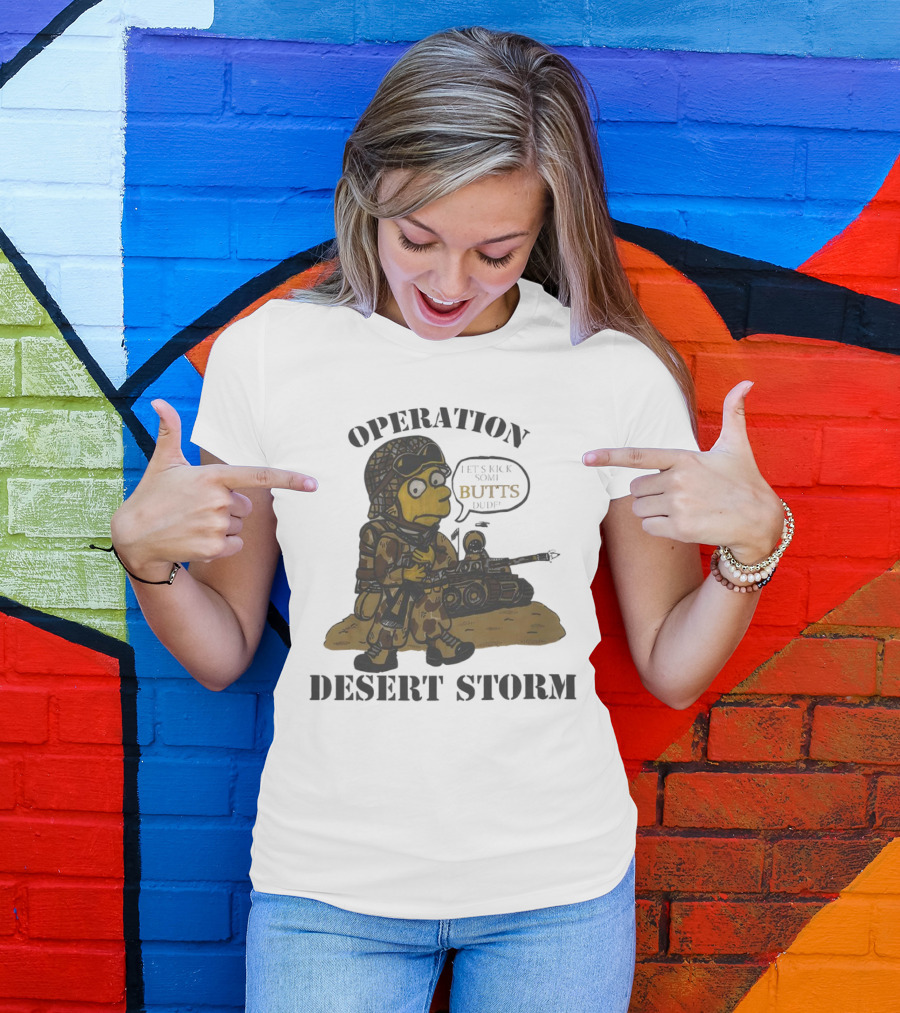 Operation Desert Storm Bart Simpson Let's Kick Butts T-Shirt