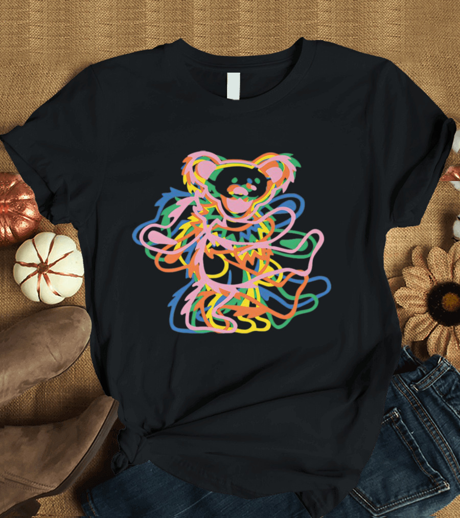 Grateful Dead Colorful Dancing Bear Icon Multicolor Overlay T-Shirt