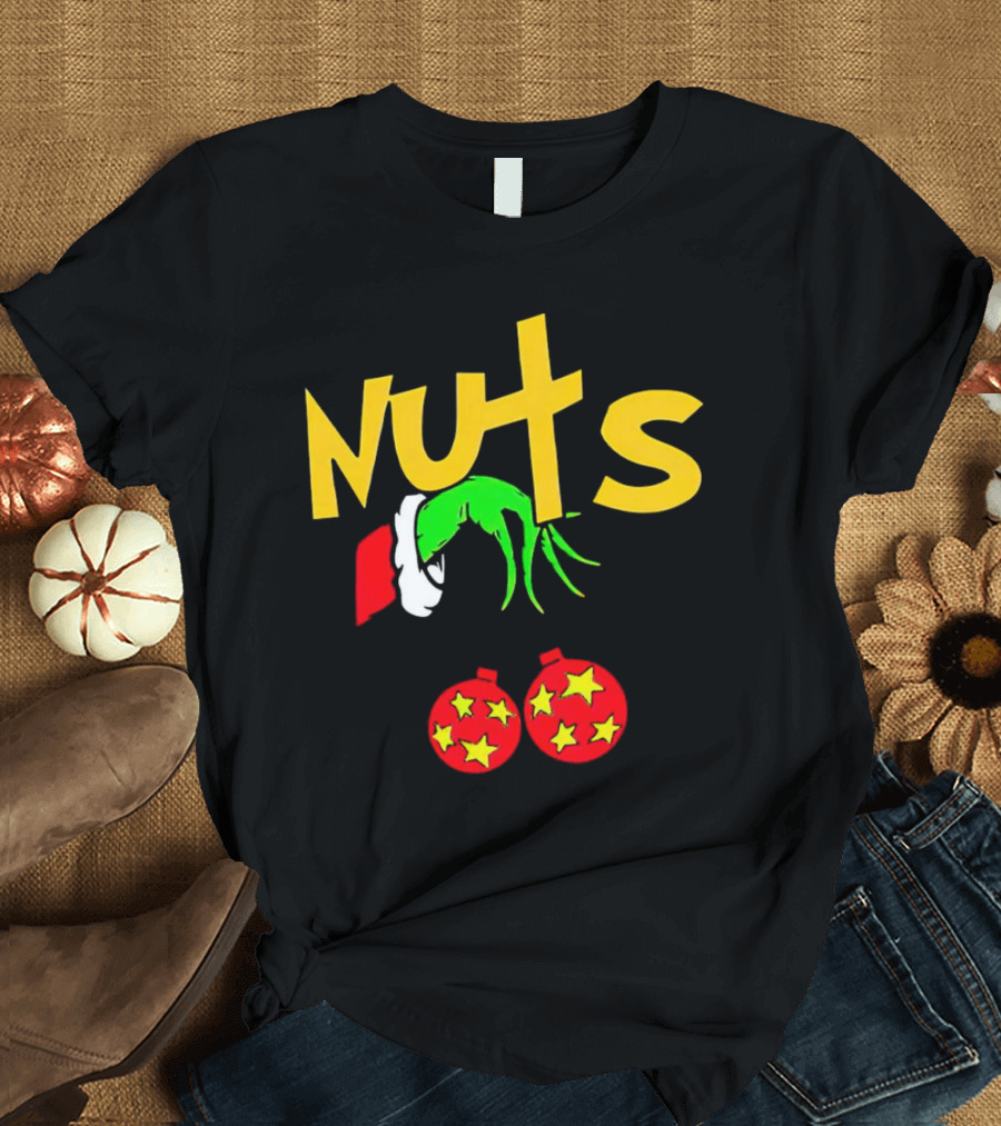 Grinch Nuts Bauble Christmas Santa Hat Holiday Humor T-Shirt