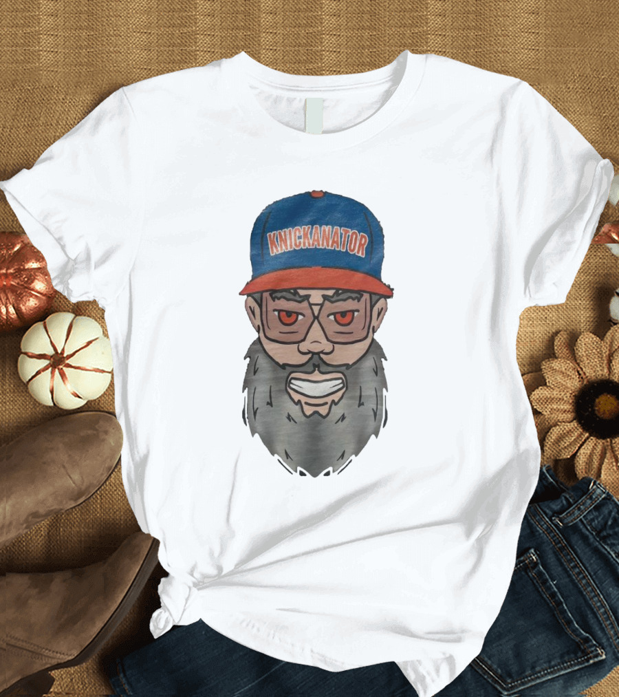 Nickanator New York Knicks Beard Hat Face T-Shirt