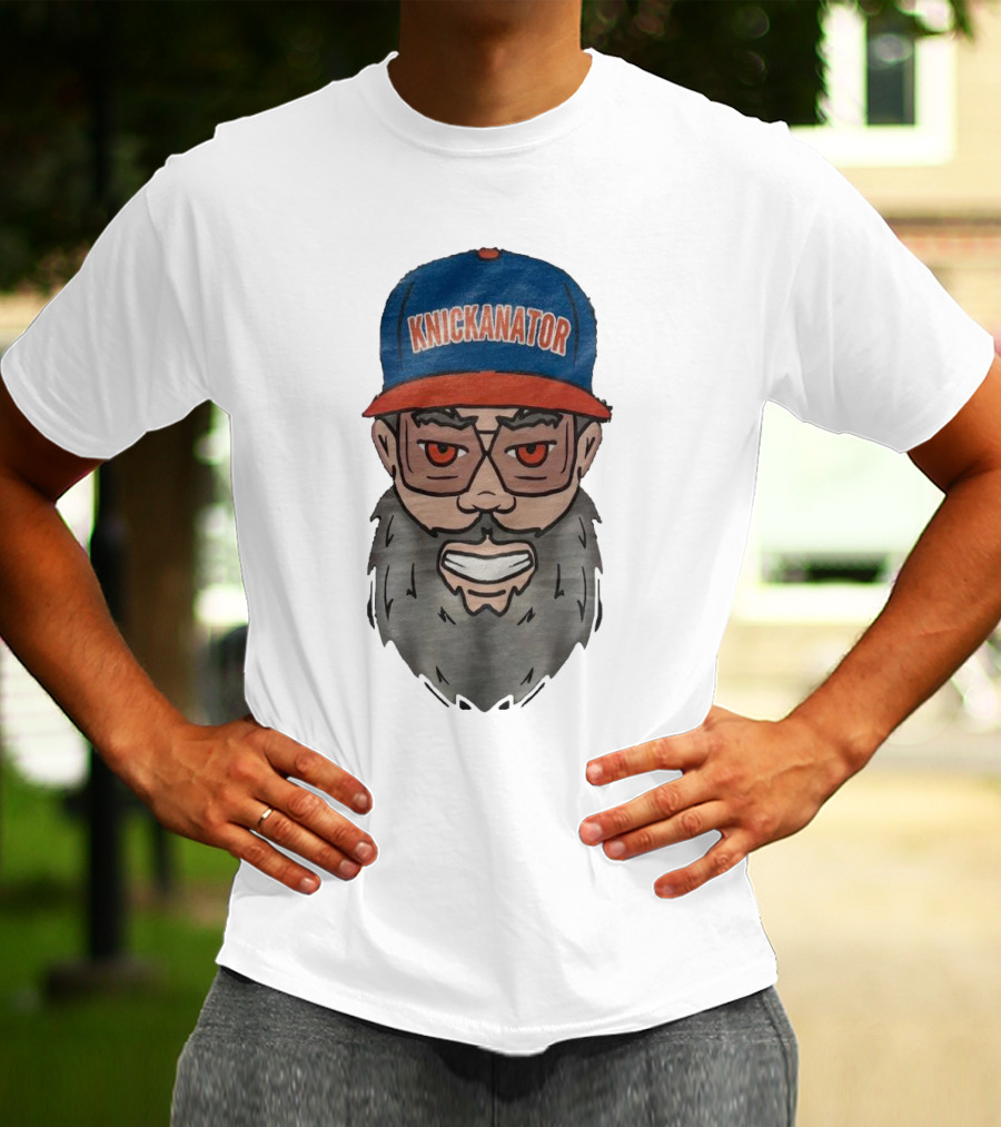 Nickanator New York Knicks Beard Hat Face T-Shirt