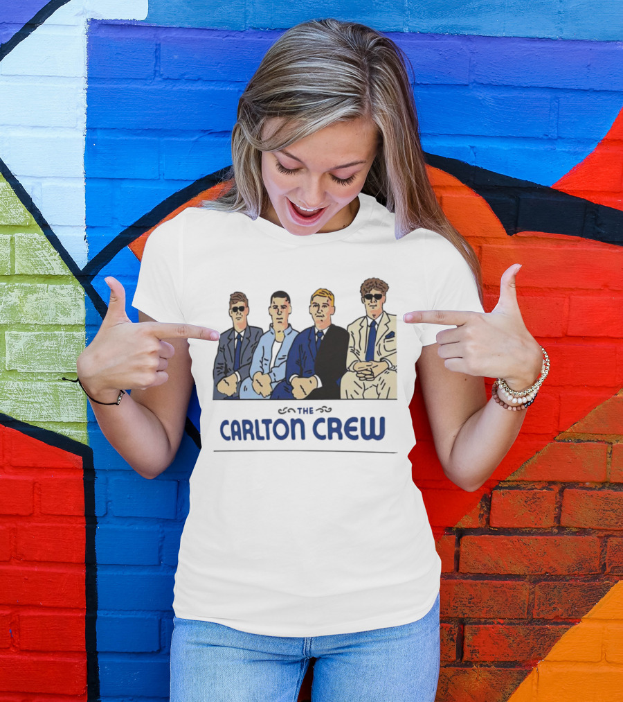Carlton Crew Cartoon Characters In Suits And Sunglasses T-Shirt
