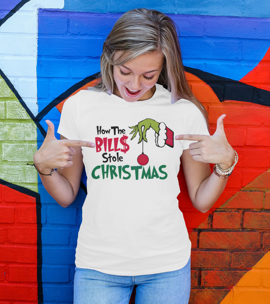 How The Bills Stole Christmas Grinch Hand T-Shirt
