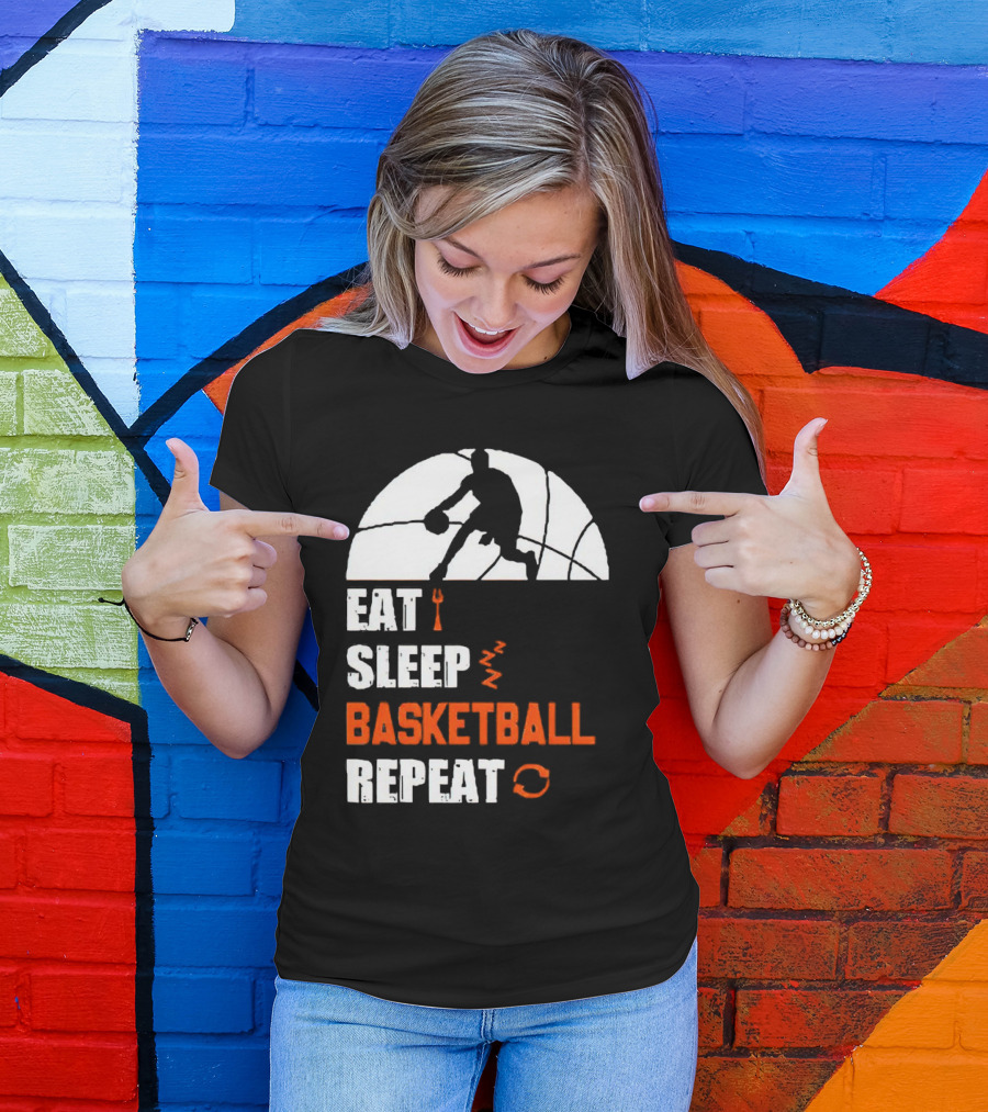 Eat Sleep Basketball Repeat Player Silhouette Ball T-Shirt