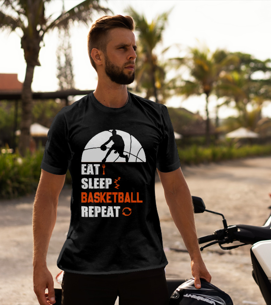 Eat Sleep Basketball Repeat Player Silhouette Ball T-Shirt