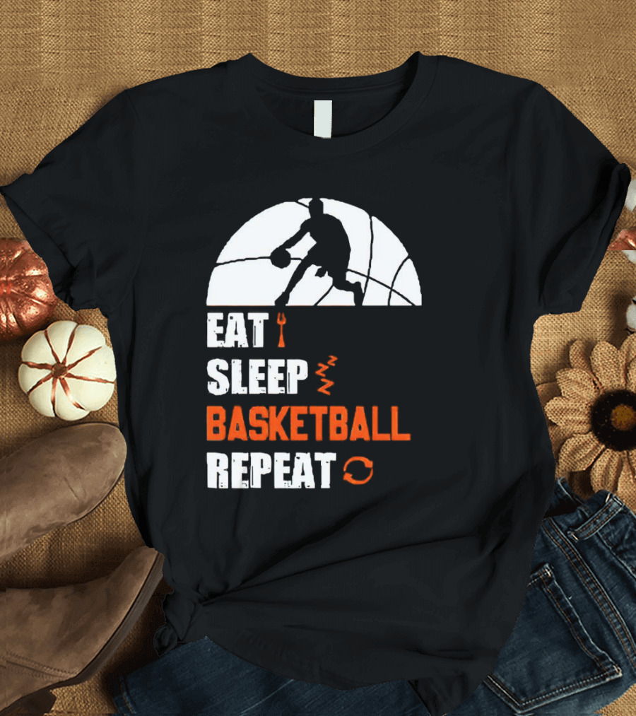 Eat Sleep Basketball Repeat Player Silhouette Ball T-Shirt