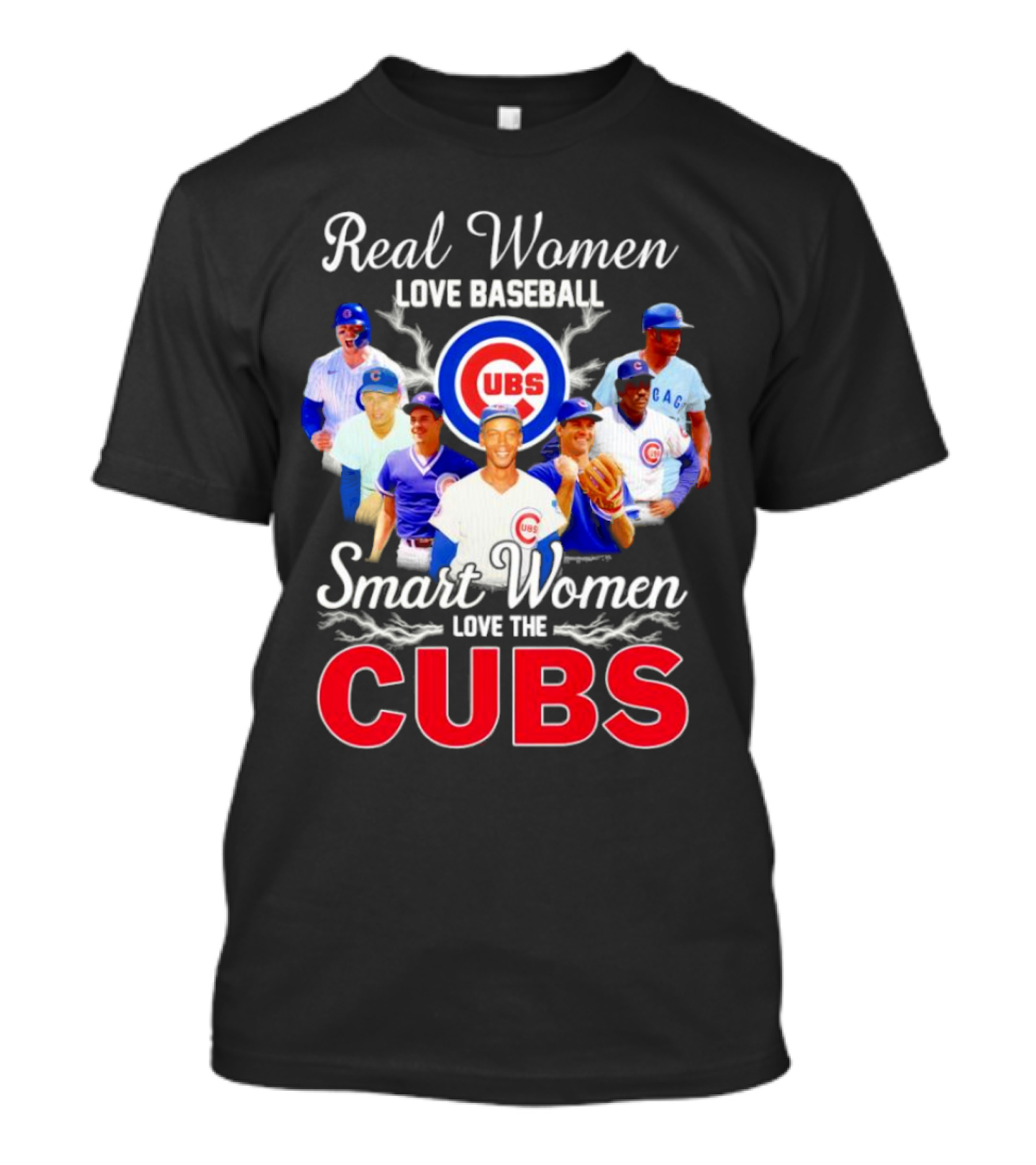 Real Women Love Baseball Smart Women Love The Chicago Cubs With Iconic Cubs Players T-Shirt