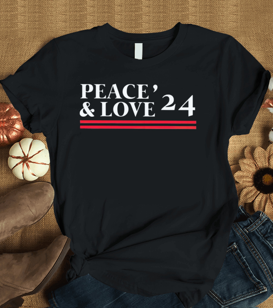 Peace And Love 24 With Red Stripes T-Shirt