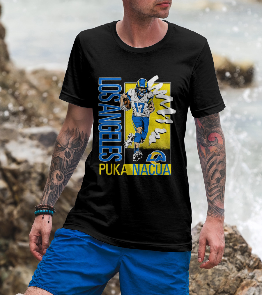 Los Angeles Puka Nacua Rams 17 Player Caricature T-Shirt