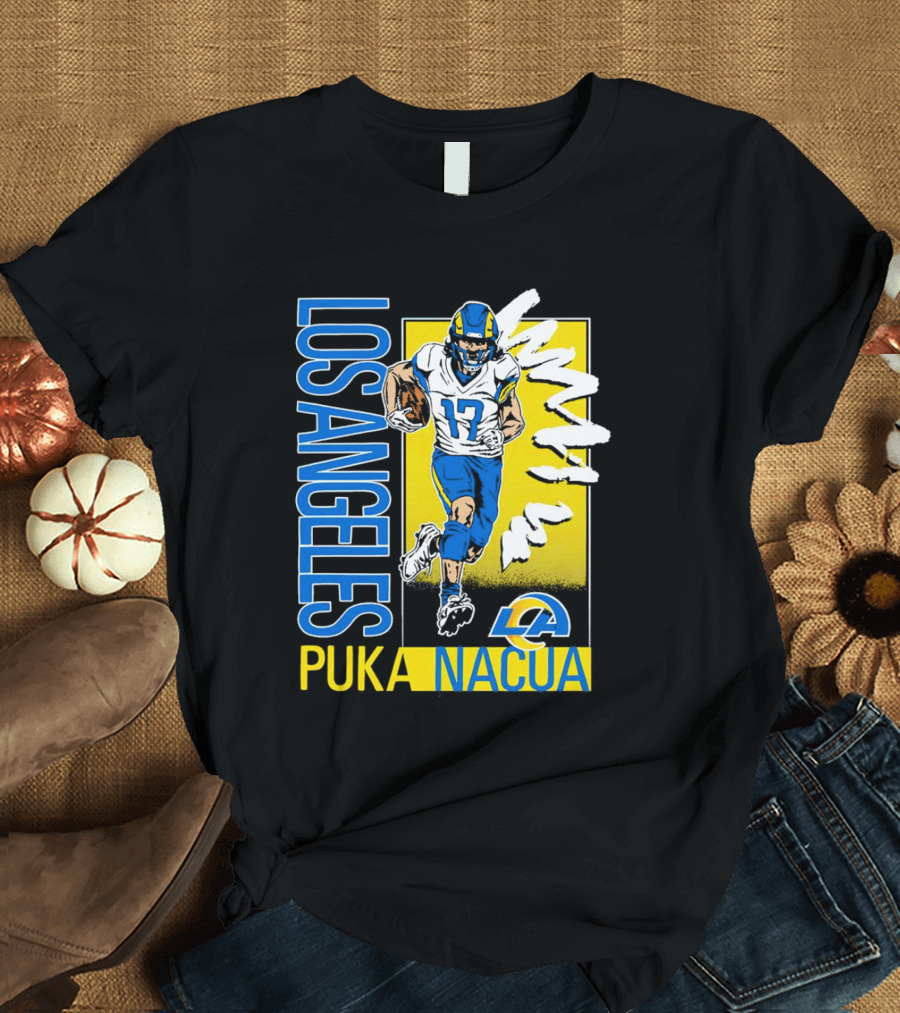Los Angeles Puka Nacua Rams 17 Player Caricature T-Shirt