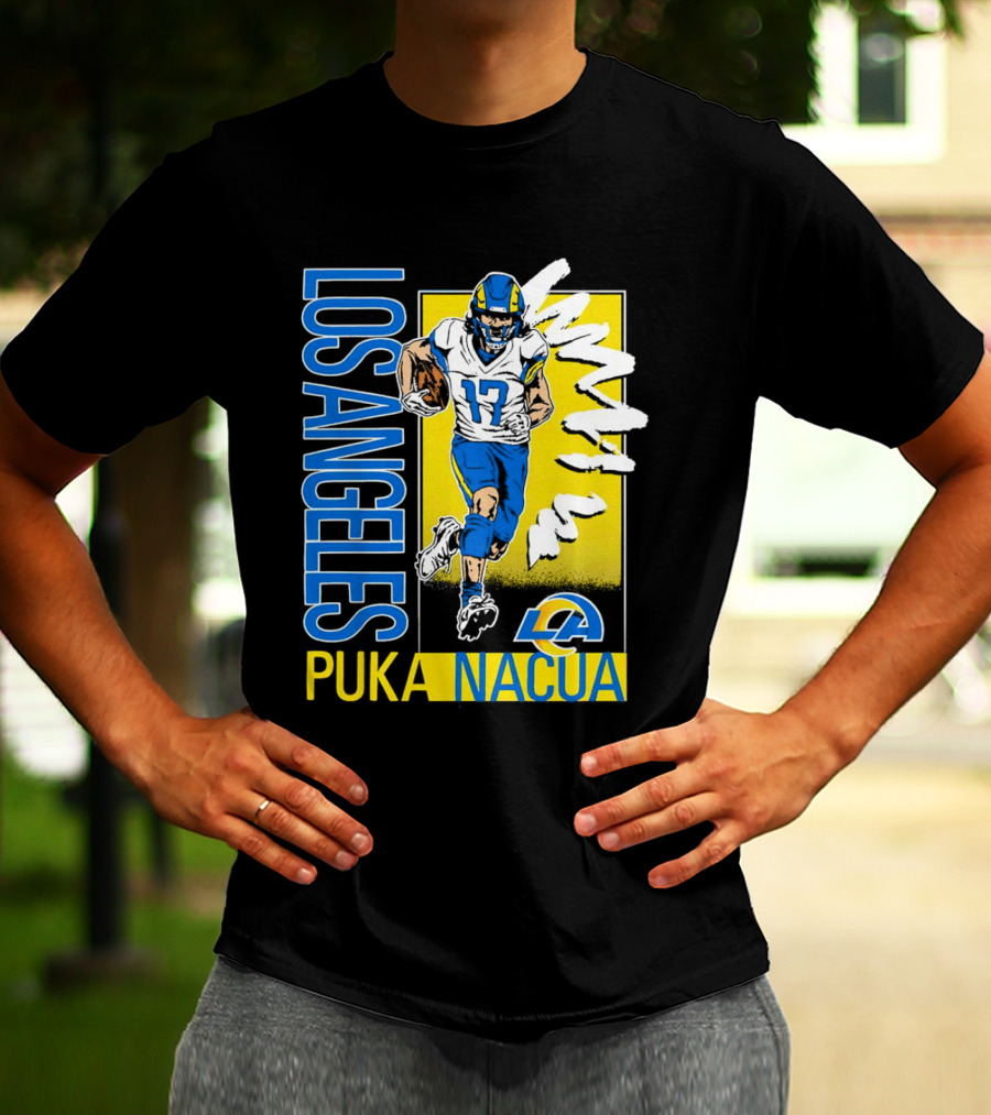 Los Angeles Puka Nacua Rams 17 Player Caricature T-Shirt