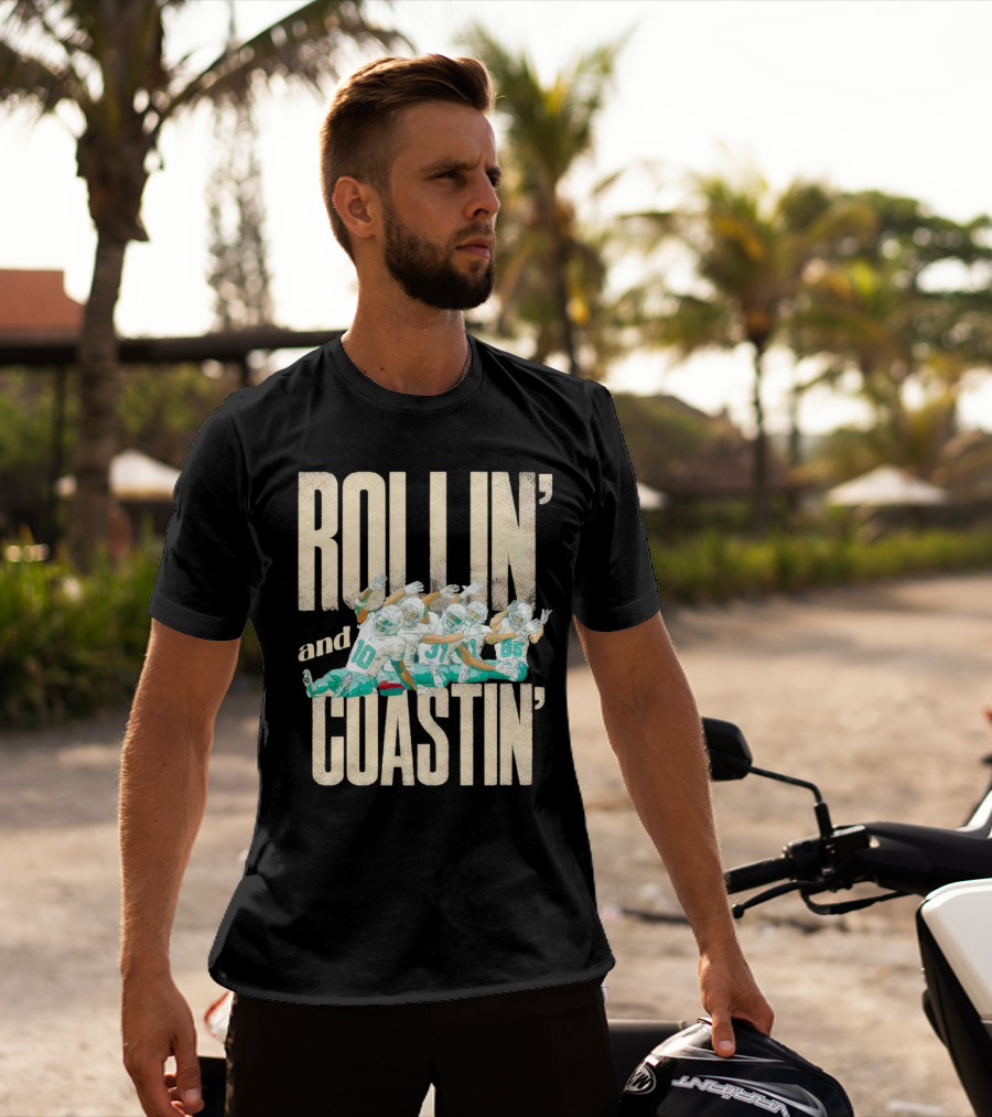 Rollin And Coastin Miami Dolphin Football Cartoon Team T-Shirt