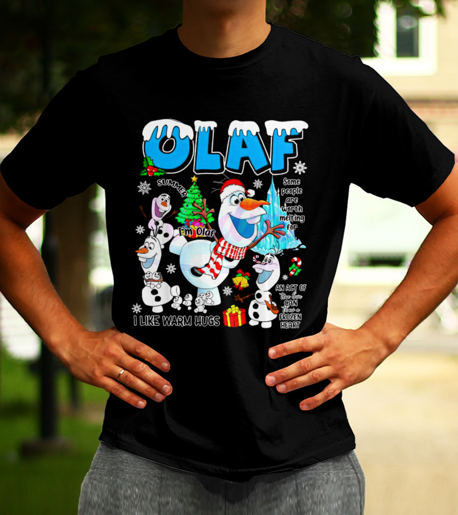 OLAF Summer I'm Olaf I Like Warm Hugs Christmas Santa Hat Some People Are Worth Melting For T-Shirt