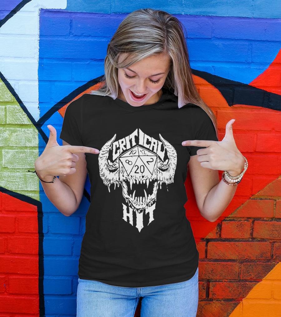Critical Hit Dice Skull D20 Gaming T-Shirt