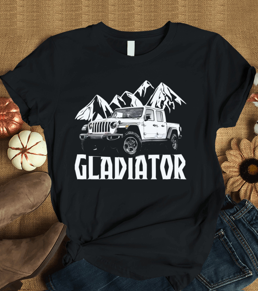 Gladiator Jeep With Mountain Background T-Shirt