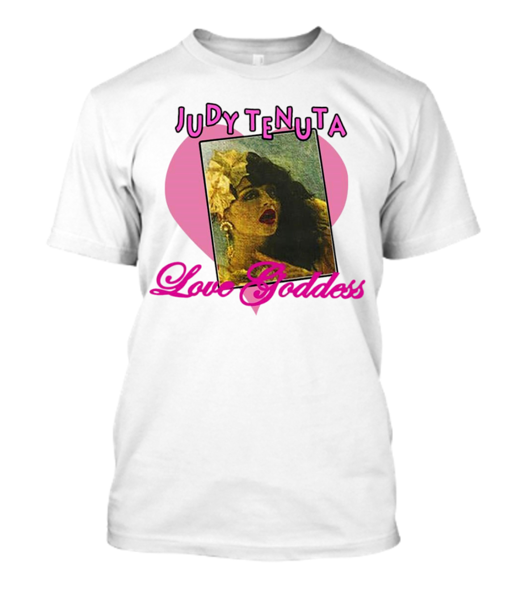 Judy Tenuta Love Goddess Vintage Art With Heart Background T-Shirt