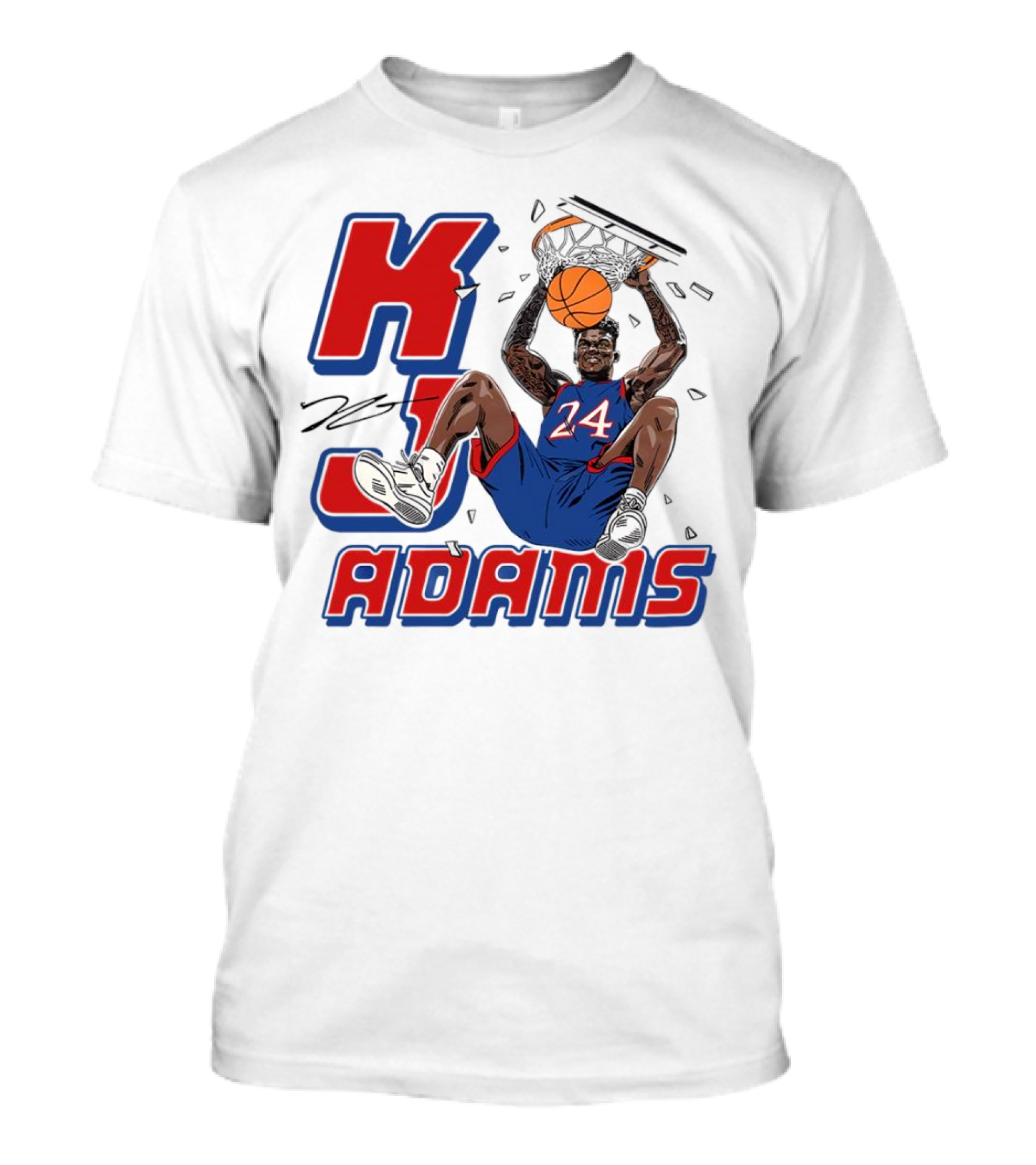 KJ Adams Kansas Jayhawks Dunking Basketball Player 24 Signature T-Shirt