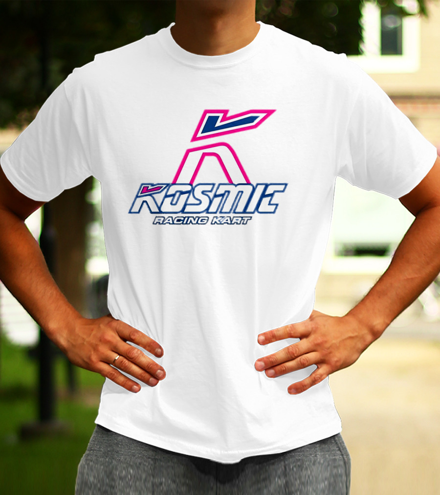 Kosmic Racing Kart K Logo Blue And Pink T-Shirt