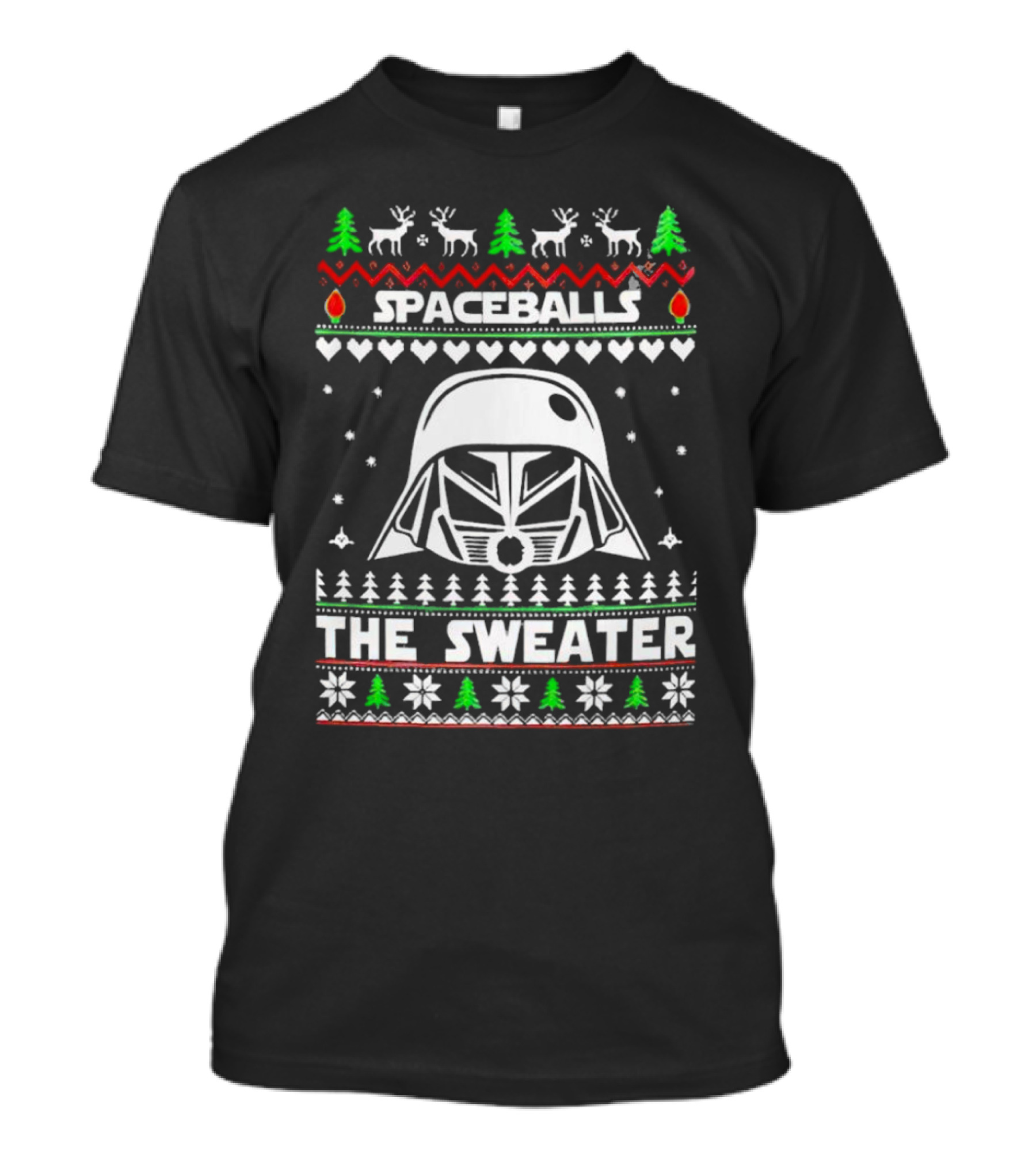 Spaceballs Darth Vader The Sweater Christmas Reindeer Snowflakes Trees T-Shirt