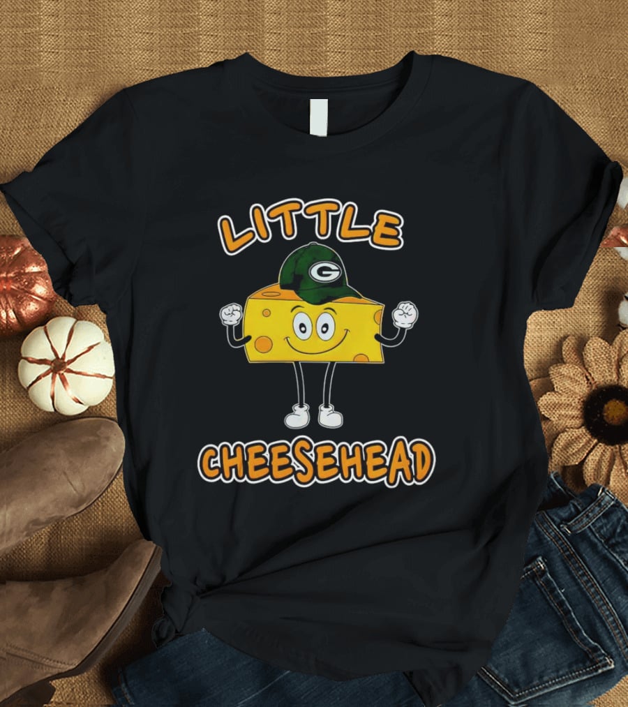 Green Bay Packers Little Cheesehead Illustration With Football Helmet T-Shirt