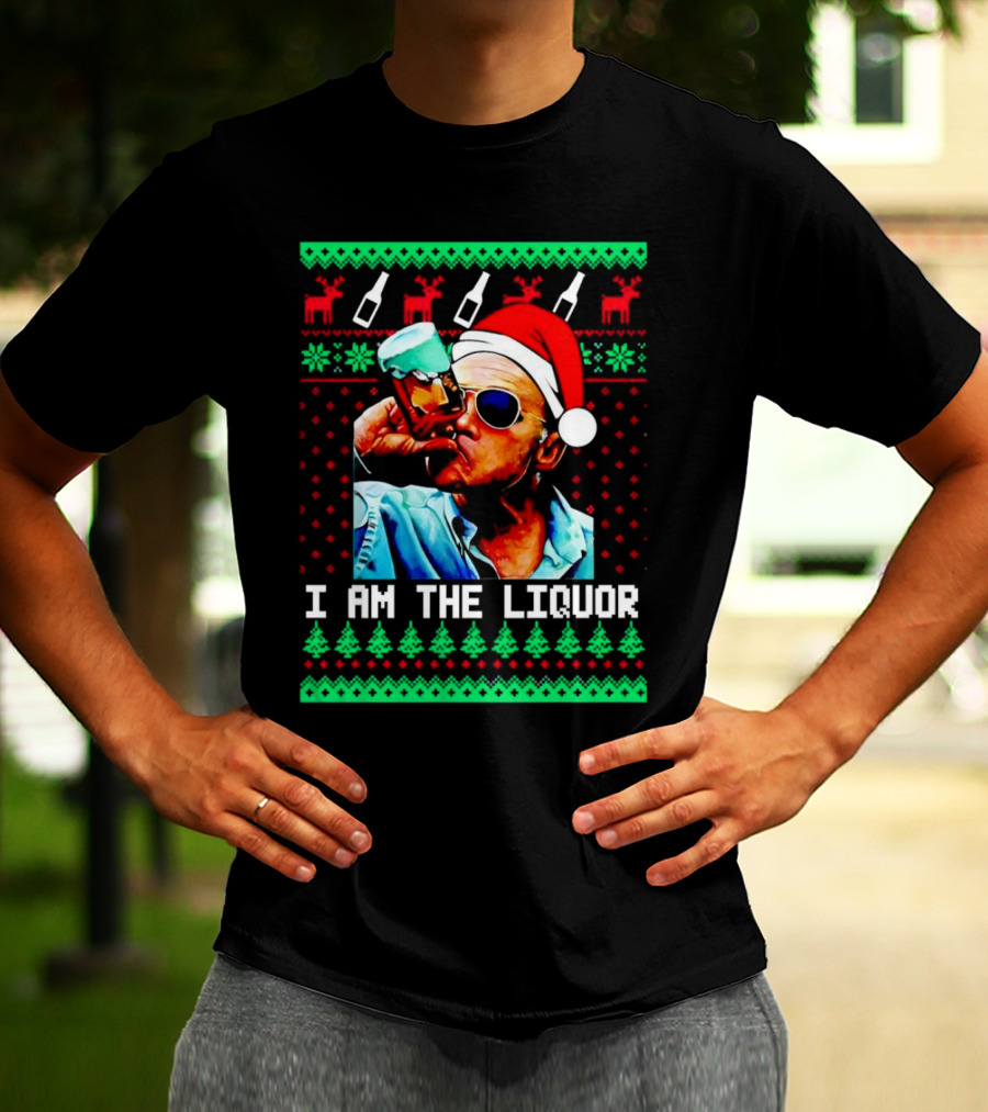 Jim Lahey I Am The Liquor Christmas Santa Hat Reindeer And Bottles T-Shirt