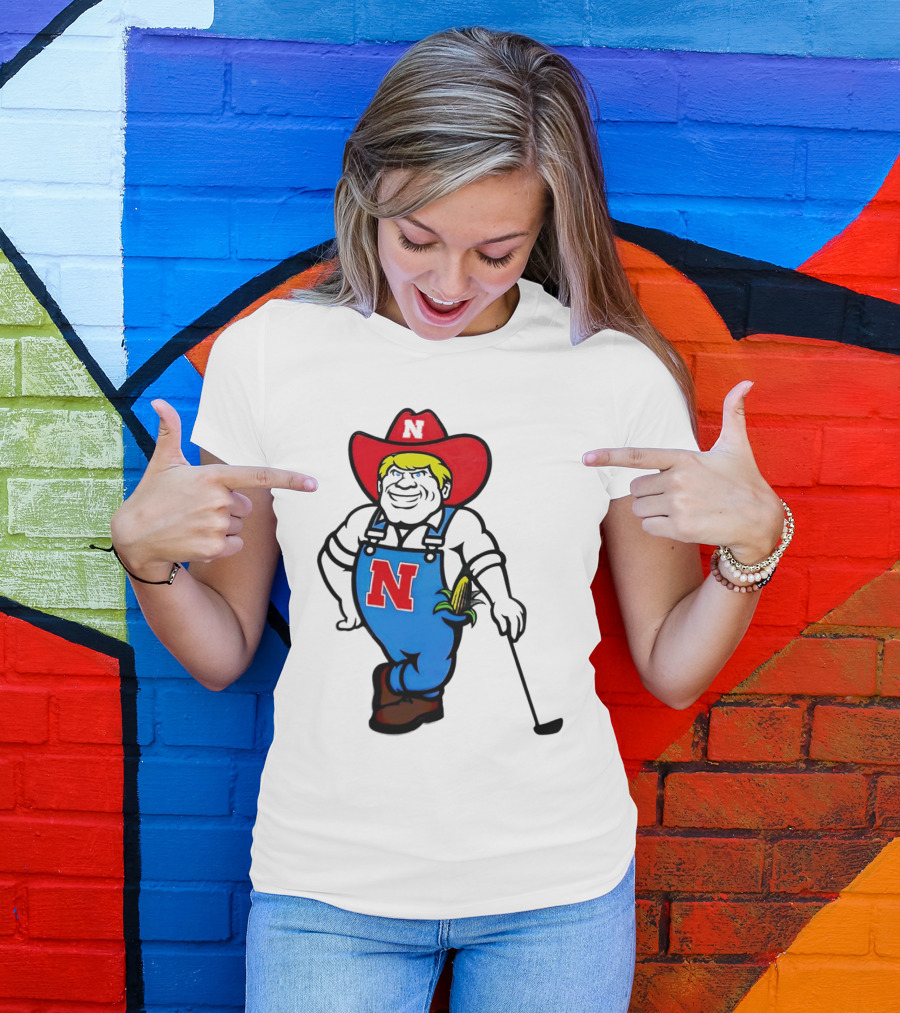 Nebraska Huskers Herbie Husker Iconic Corn Golf Character T-Shirt