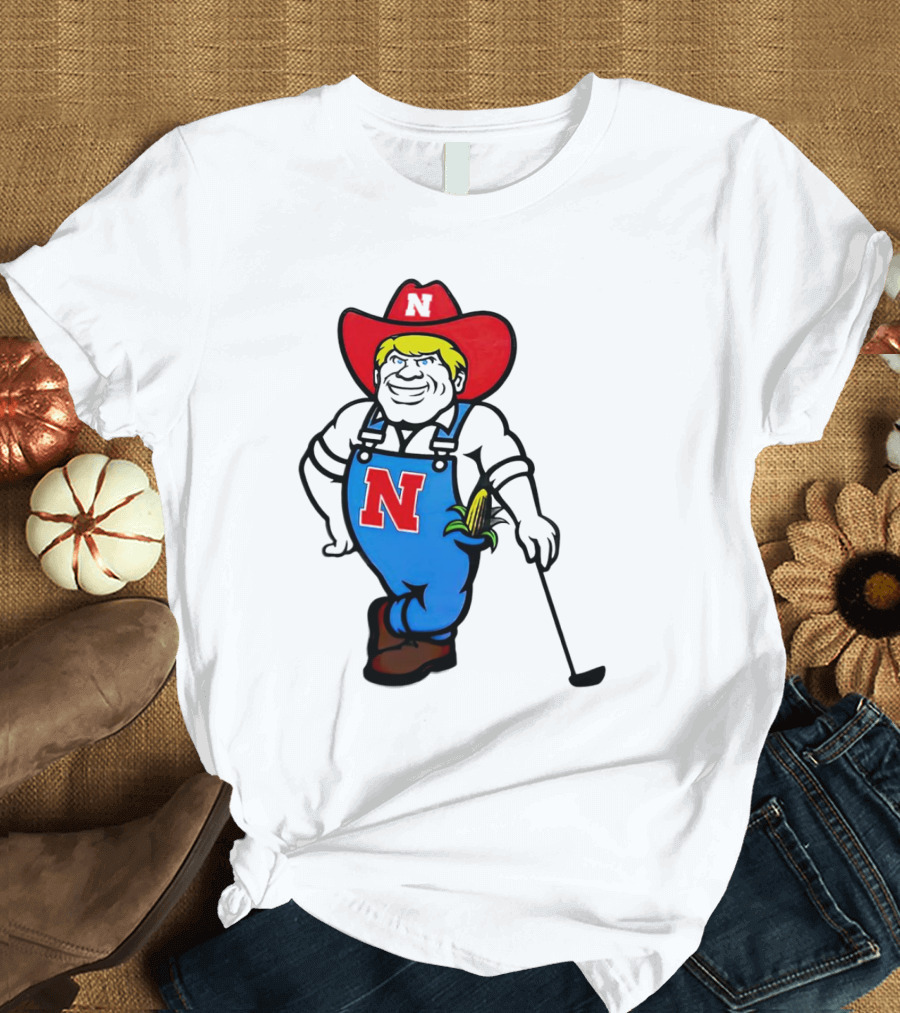 Nebraska Huskers Herbie Husker Iconic Corn Golf Character T-Shirt