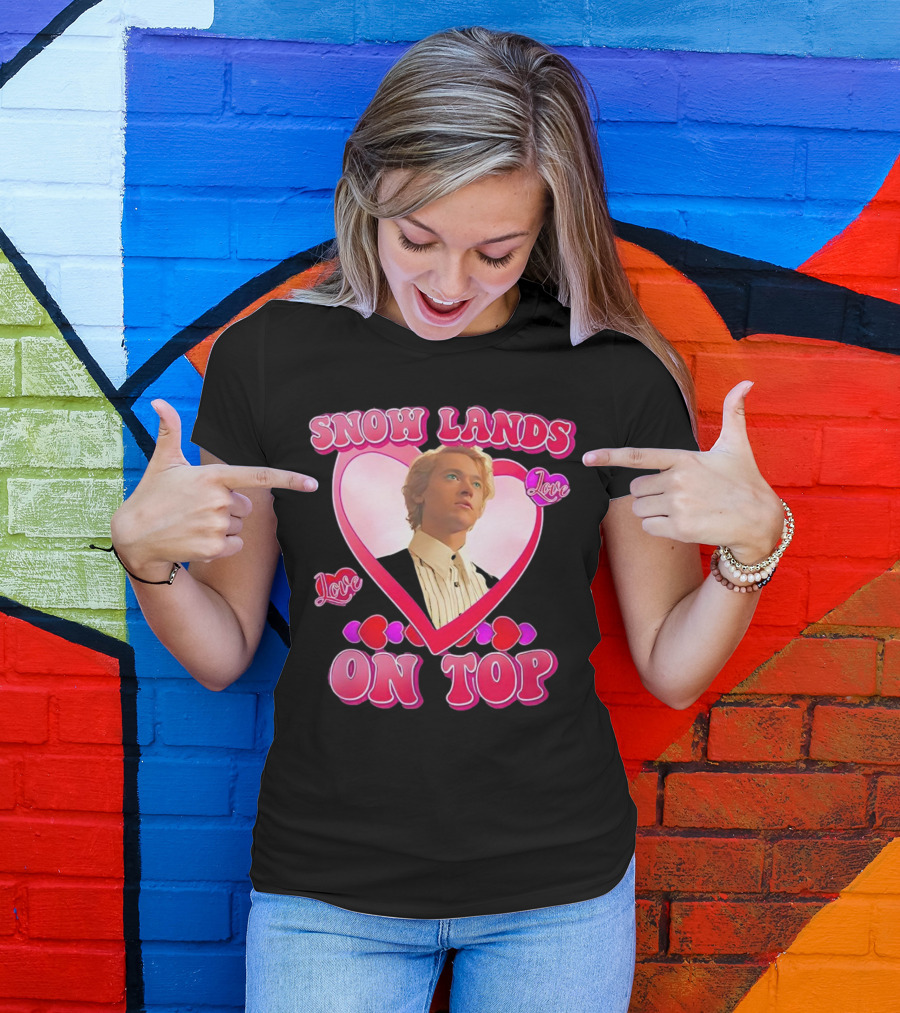 Snow Lands Love On Top Heart Framed Portrait Romance T-Shirt