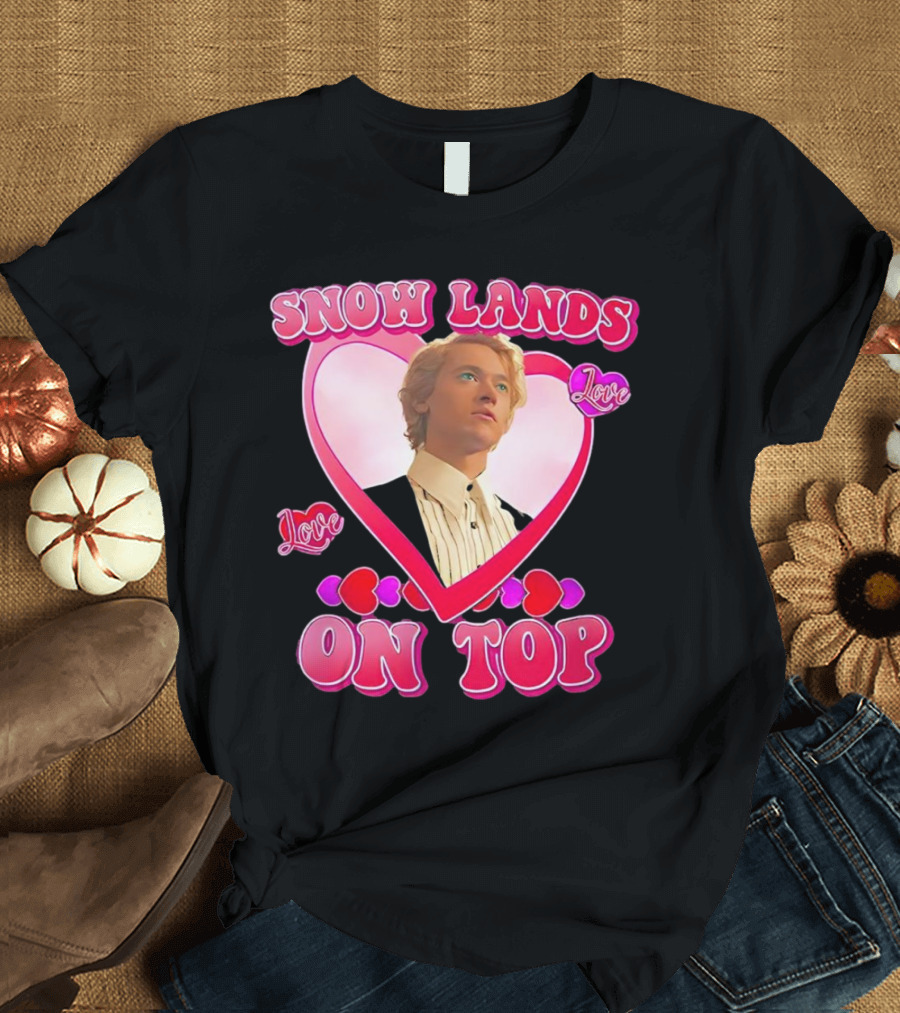 Snow Lands Love On Top Heart Framed Portrait Romance T-Shirt