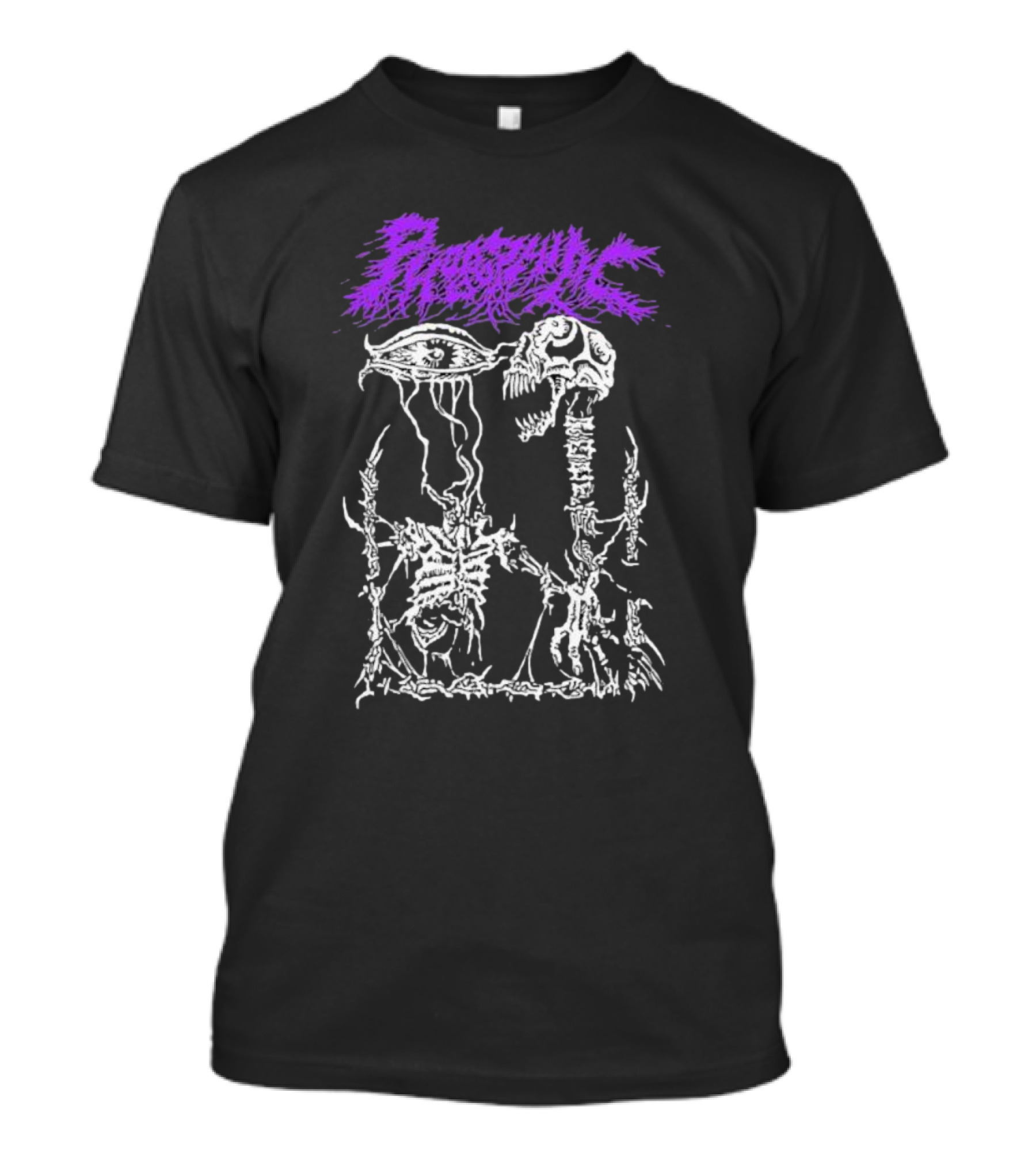 Phobophilic Eye To Eye Skeleton Skull Art Purple Text T-Shirt