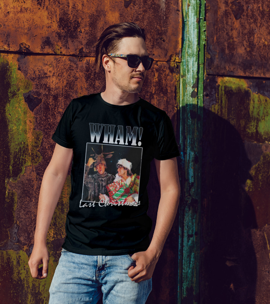 WHAM Last Christmas Reindeer And Santa Costume Scene T-Shirt