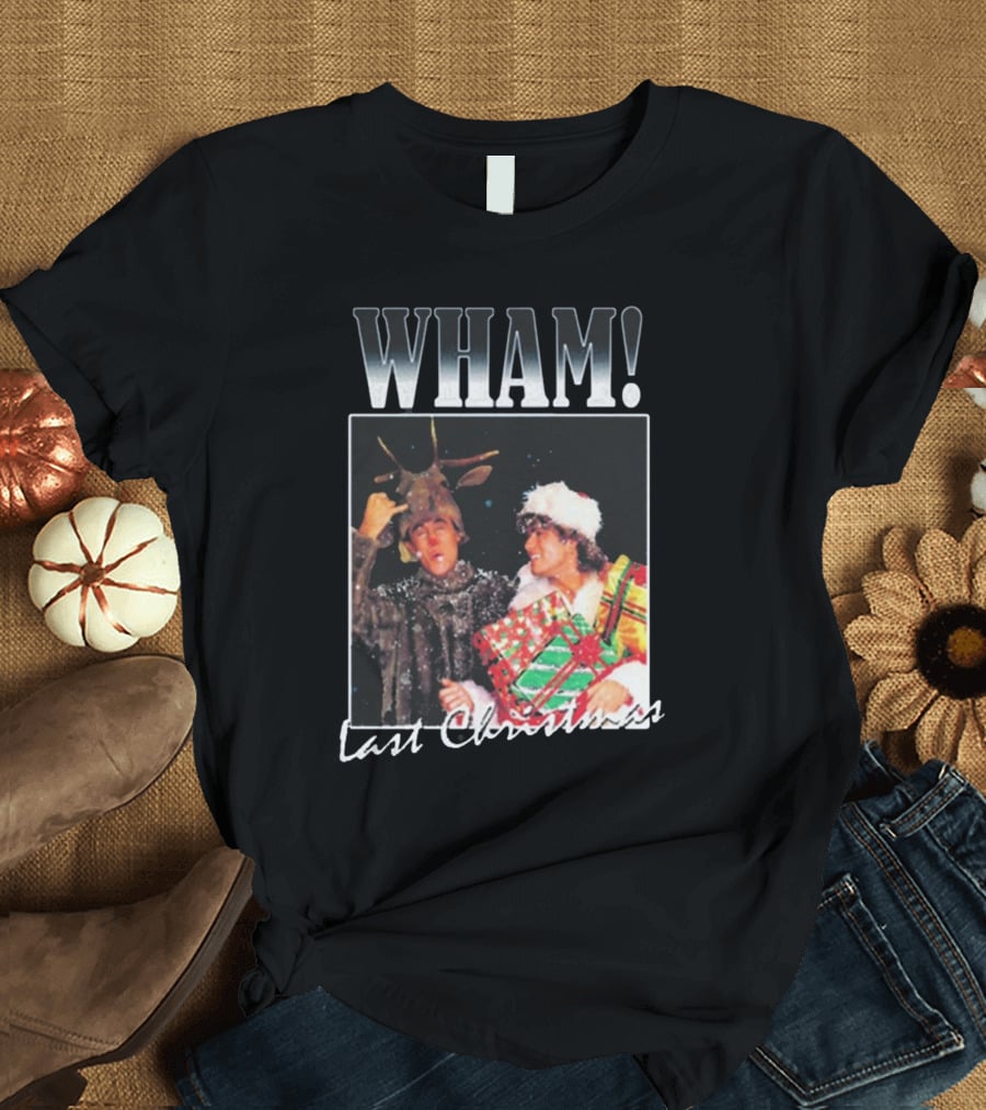 WHAM Last Christmas Reindeer And Santa Costume Scene T-Shirt