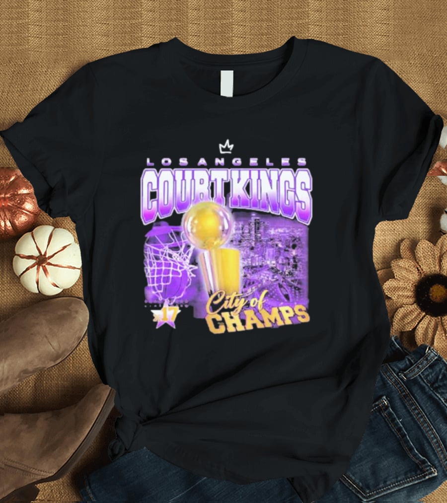 Los Angeles Court Kings City Of Champs 17 Golden Trophy T-Shirt